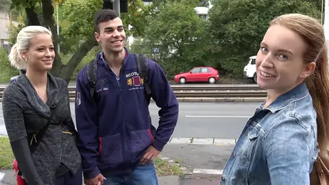 Czech sauna features 1 stud and 2 teenage chicks